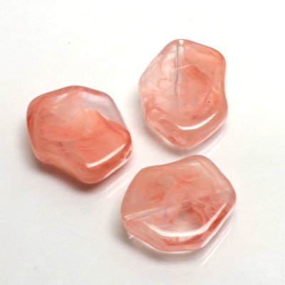 Plastic  Bead - Mixed Color Smooth Flat Abstract 20x16MM PEACH QUARTZ