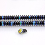 Czech Pressed Glass Bead - Smooth Rondelle 6MM JET AB