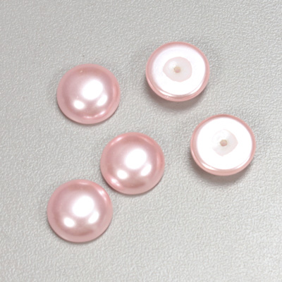 Glass Medium Dome Pearl Dipped Cabochon - Round 12MM LIGHT ROSE