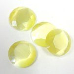 Fiber-Optic Flat Back Stone with Faceted Top and Table - Round 15MM CAT'S EYE YELLOW