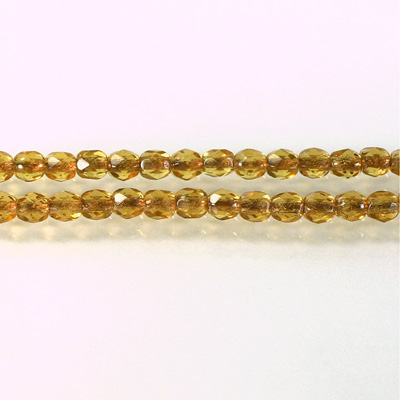 Czech Glass Fire Polish Bead - Round 04MM TOPAZ COPPER LINE