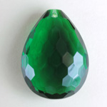 Plastic Pendant -Transparent Faceted Pear 40x30MM EMERALD