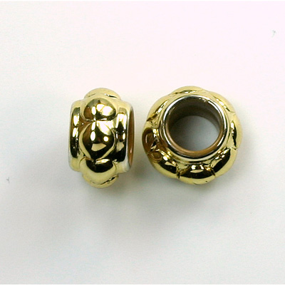 Metalized Plastic Engraved Bead - Spacer 12x8MM GOLD