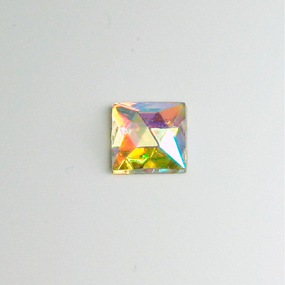 Glass Flat Back Foiled Rauten Rose - Square  10x10MM CRYSTAL AB