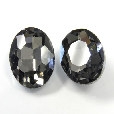 Cut Crystal Point Back Fancy Stone Foiled - Oval 25x18MM BLACK DIAMOND