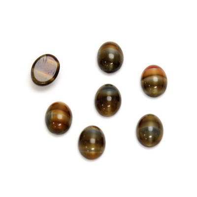 Glass Medium Dome Cabochon - Oval 08x6MM TIGEREYE