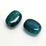 Plastic Bead - Two Tone Speckle Color Flat Keg 19x14MM BLUE GREEN