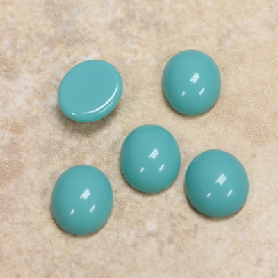 Glass Medium Dome Opaque Cabochon - Oval 12x10MM TURQUOISE