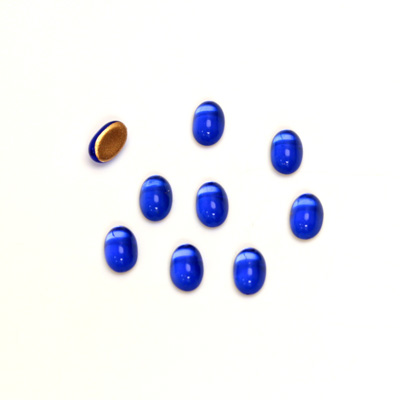 Glass Medium Dome Foiled Cabochon - Oval 06x4MM SAPPHIRE