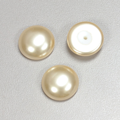 Glass Medium Dome Pearl Dipped Cabochon - Round 16MM CREME