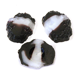 German Glass Nugget Cut Top Cabochon - Baroque 18x14MM WHITE STRIPED AGATE