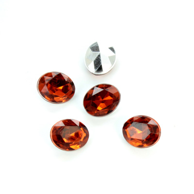 Plastic Point Back Foiled Stone - Oval 10x8MM SMOKE TOPAZ