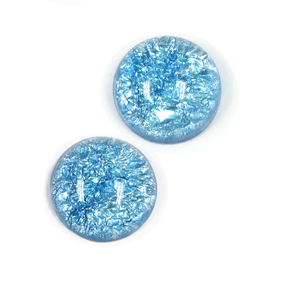 Glass Medium Dome Lampwork Cabochon - Round 18MM AQUA OPAL (05143)