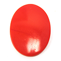 German Glass Low Dome Buff Top Cabochon - Oval 40x30MM CHERRY RED