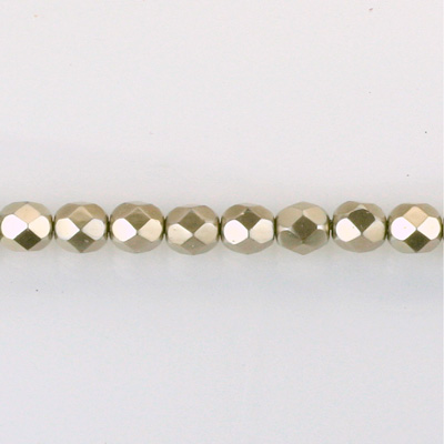 Czech Glass Pearl Faceted Fire Polish Bead - Round 04MM LT BROWN 70418