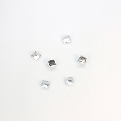 Plastic Flat Back Foiled Rose Cut Rhinestone - Square 03x3MM CRYSTAL