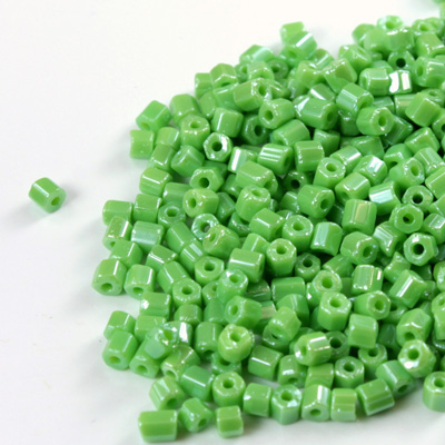 Czech Glass Seed Bead - 2 Cut Hex 10/0 GREEN LUSTER 58310