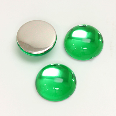 Plastic Flat Back Foiled Cabochon - Round 15MM PERIDOT