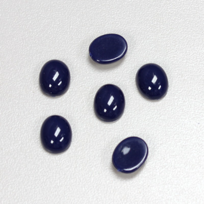 Plastic Flat Back Opaque Cabochon - Oval 10x8MM LAPIS BLUE