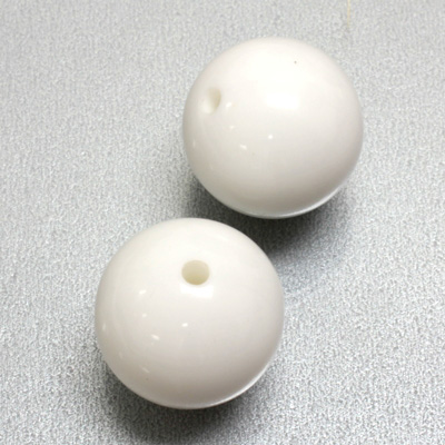 Plastic Opaque Smooth Bead - Round 20MM WHITE