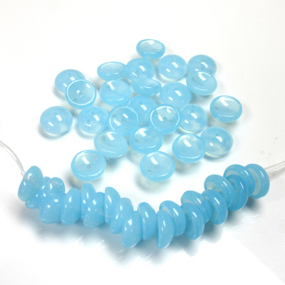 Preciosa Czech Pressed Glass Bead -2-Hole Bead - Piggy 04x8MM OPAL AQUA