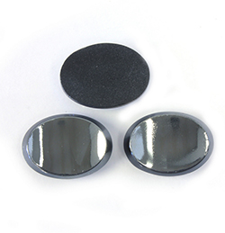 Glass Cabochon - Concave Top Oval 25x18MM  HEMATITE