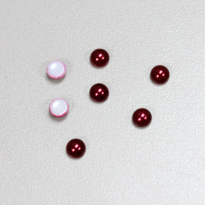 Glass Medium Dome Cabochon Pearl Spray Finish - Round 05MM GARNET