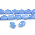 Czech Pressed Glass Bead - Smooth Twisted Oval 09x7MM OPAL BLUE