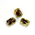 Czech Pressed Glass Bead - 2-Color Smooth Twisted 12x9MM LT OLIVE-AMETHYST