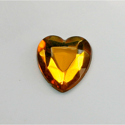 Glass Flat Back Rose Cut Fancy Foiled Stone  - Heart 18x16MM TOPAZ