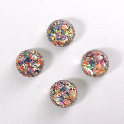 Glass Medium Dome Lampwork Cabochon - Round 11MM RED MULTI OPAL (02421)