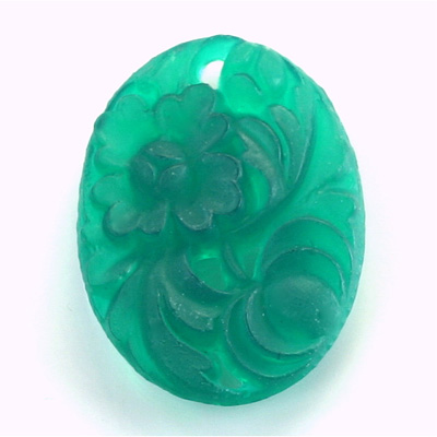 Plastic Flat Back Stone - Flower Oval 40x30MM MATTE JADE