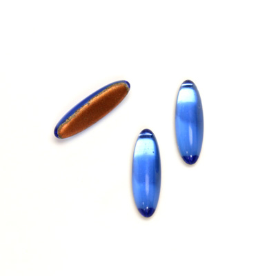 Glass Medium Dome Foiled Cabochon - Oval 16x5MM SAPPHIRE