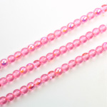 Czech Pressed Glass Bead - Smooth Round 04MM COATED ROSE RAINBOW