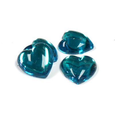 Plastic Flat Back Foiled Cabochon - Heart 15.5MM EMERALD