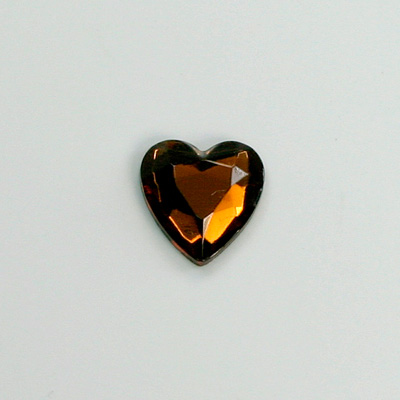 Glass Flat Back Rose Cut Fancy Foiled Stone  - Heart 12x11MM SMOKE TOPAZ