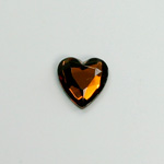 Glass Flat Back Rose Cut Fancy Foiled Stone  - Heart 12x11MM SMOKE TOPAZ