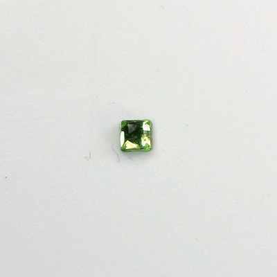 Czech Glass Flat Back Rose Cut Stone - Square 04x4MM PERIDOT Foiled