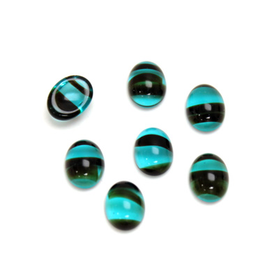 Glass Medium Dome Cabochon - Oval 08x6MM BLUE TORTOISE