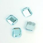 Plastic Flat Back Foiled Rose Cut Rhinestone - Cushion Octagon 12x10MM LT AQUA