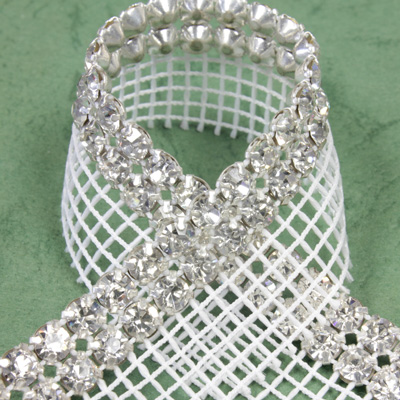 Rhinestone Banding with MC Chaton 2 Row with Net One Edge - Round 19SS CRYSTAL-SILVER-WHITE