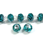 Chinese Cut Crystal Bead - Rondelle 06x8MM LEOPARD PEACOCK BLUE