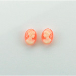 Plastic Cameo - Woman with Ponytail Oval 08x6MM IVORY ON CORNELIAN