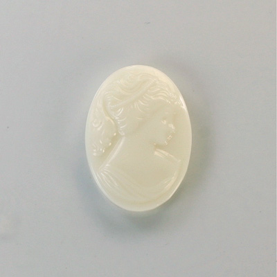 German Glass Cameo Woman Oval 25x18MM IVORY