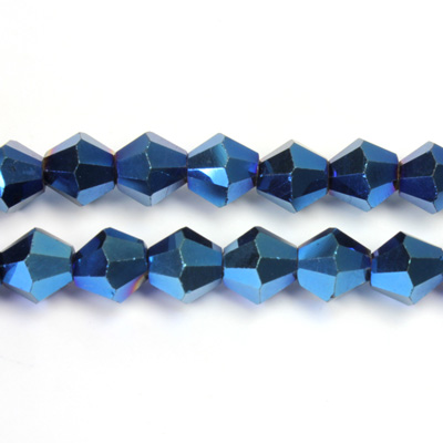 Chinese Cut Crystal Bead - Bicone 06x6MM BLUE METALLIC