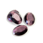 Fiber-Optic Flat Back Stone with Faceted Top and Table - Oval 14x10MM CAT'S EYE PURPLE