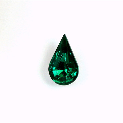 Glass Point Back Foiled Tin Table Cut (TTC) Stone - Pear 13x7.8MM EMERALD