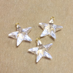 Plastic Pendant - Star with Brass Loop 13MM CRYSTAL