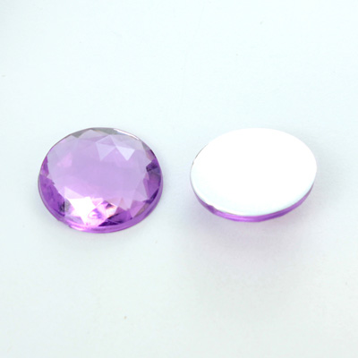 Plastic Flat Back Foiled Rauten Rose Rhinestone - Round 18MM LT AMETHYST