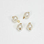 Plastic Bead with Brass Loop - Pearl Round 8MM WHITE